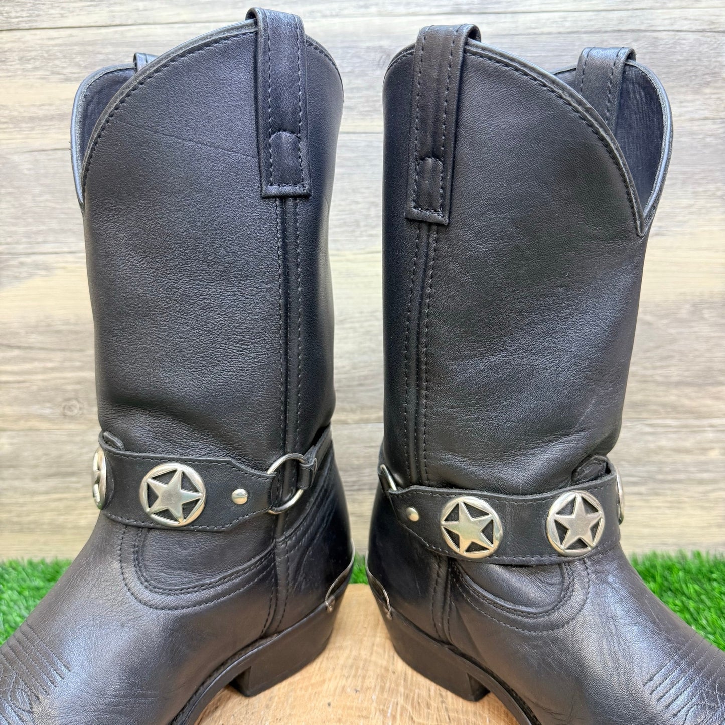 Masterson Men - Size 10.5EW - Black Harness Toe Plate Cowboy Boots RB919