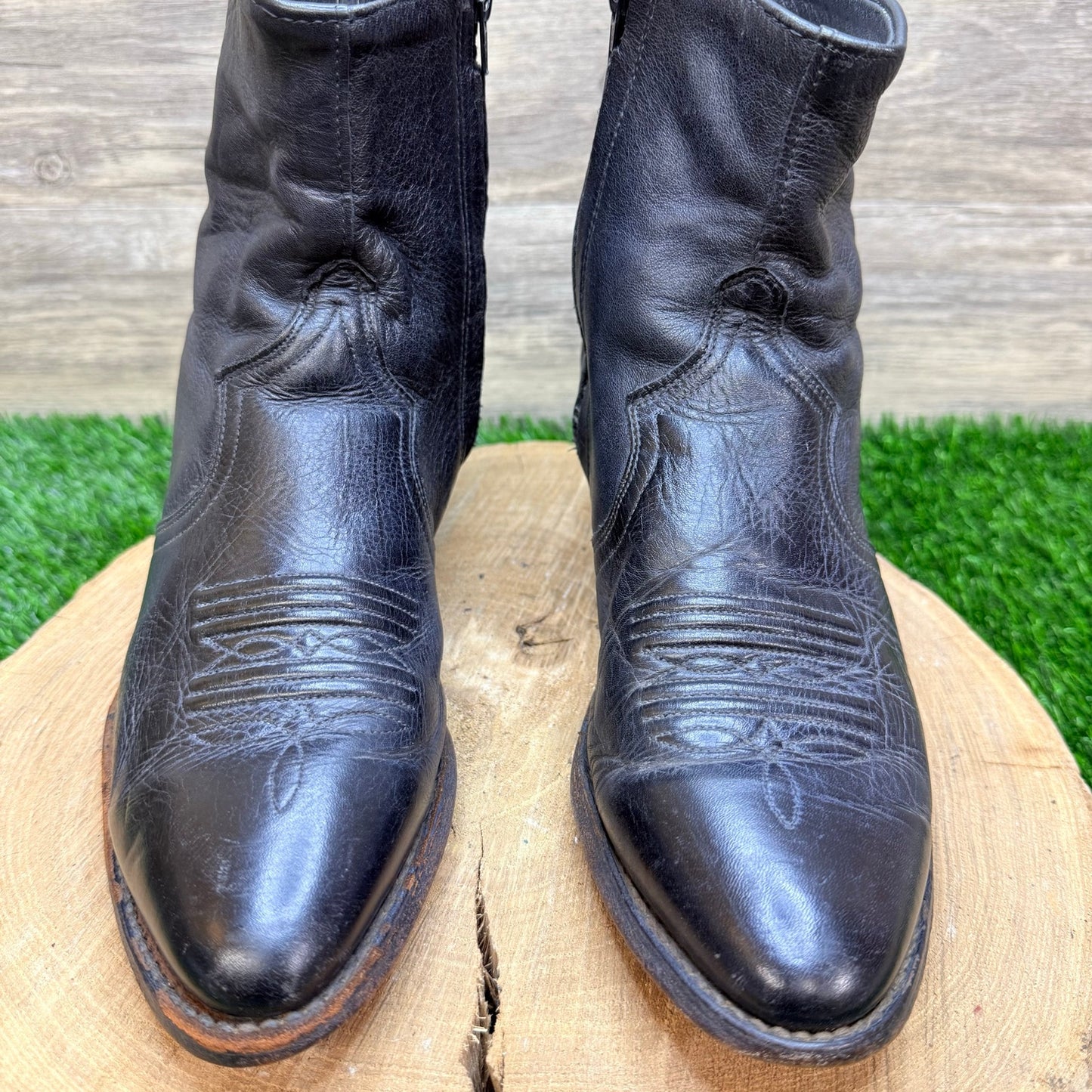 Unknown Men - Size 8.5EE - Vintage Black Ankle Zipper Boots 6082