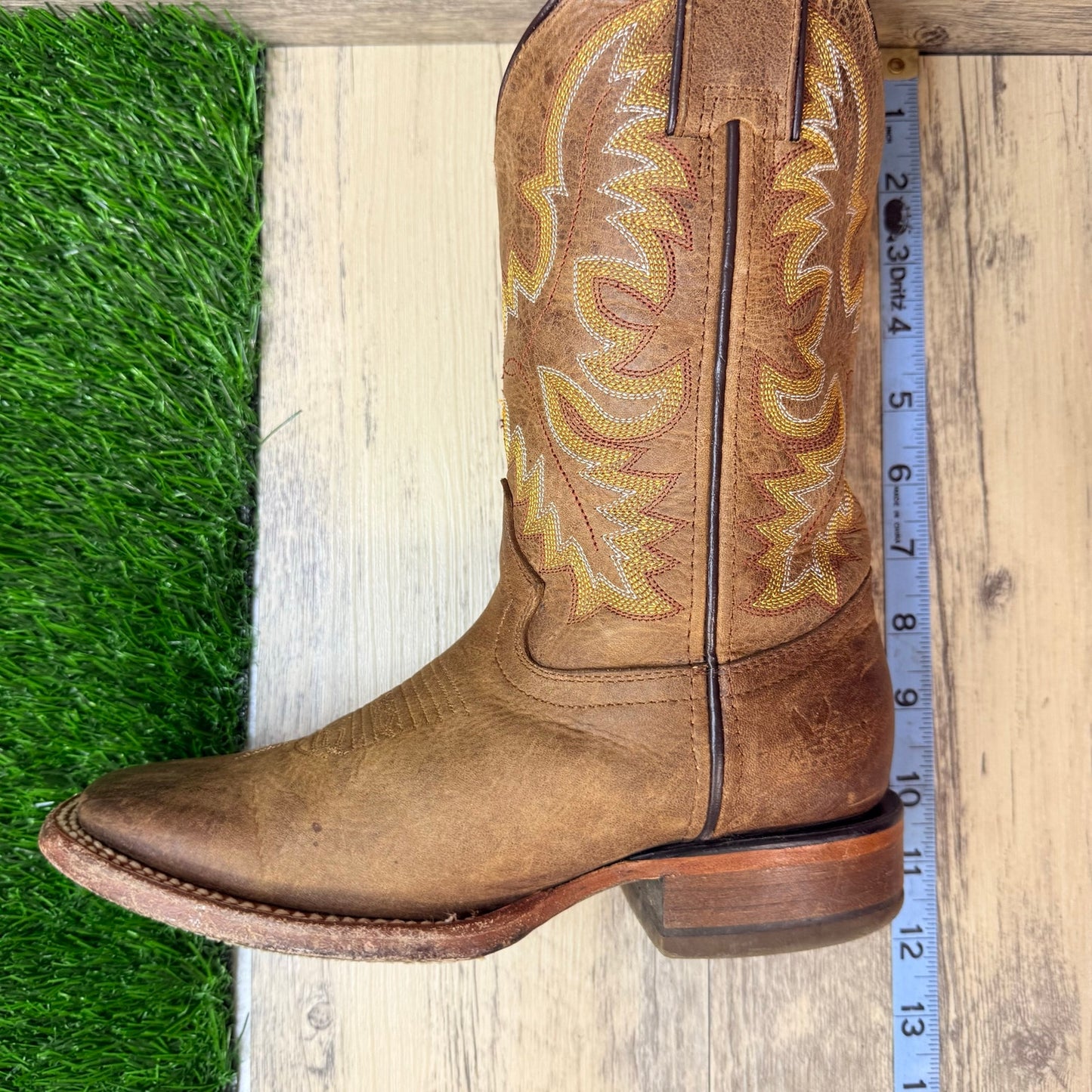 McAllen Youth - Size 5 - Tan Square Toe Western Cowboy Boots 208862