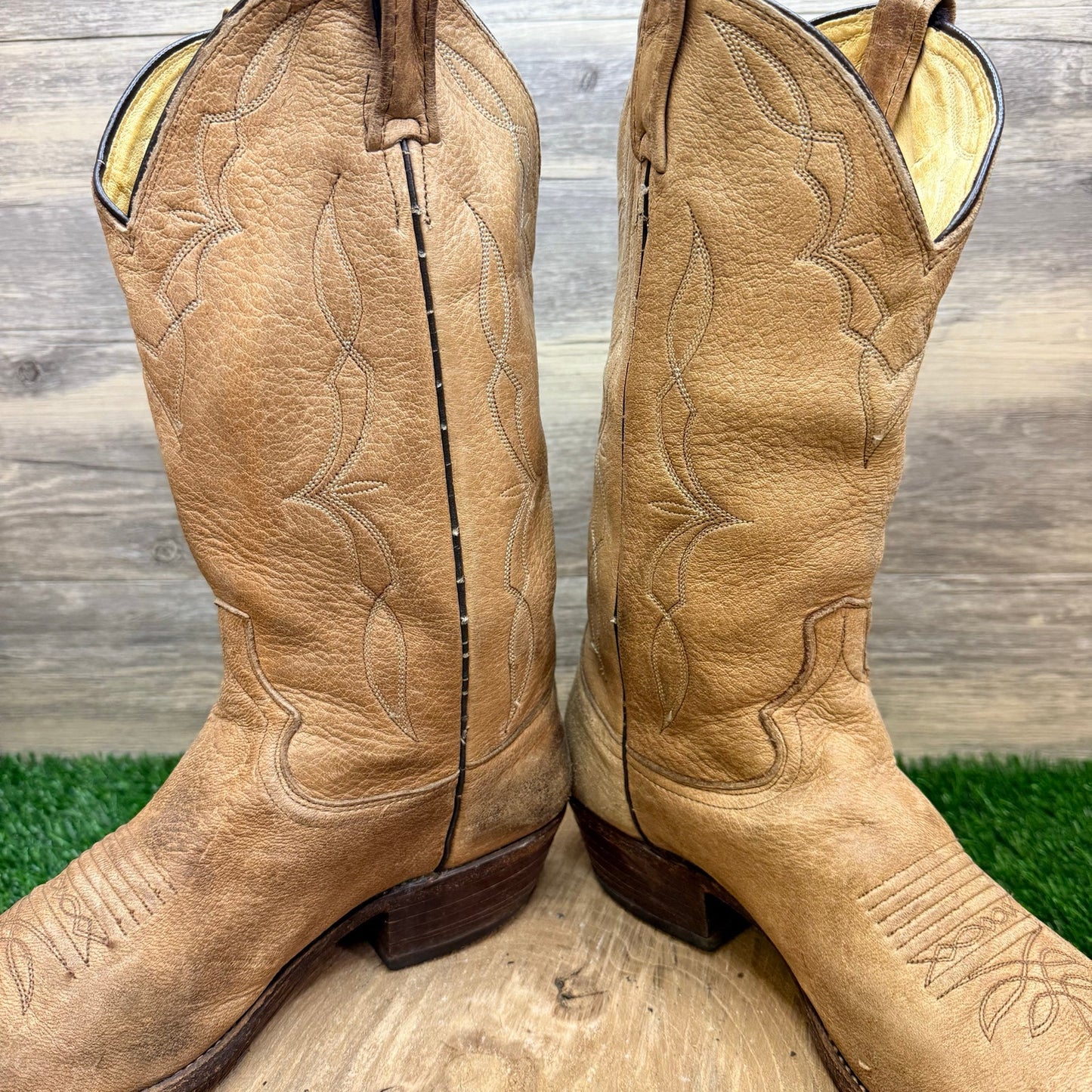 Dan Post Men - Size 9.5D - Vintage Tan Western Cowboy Boots 6557