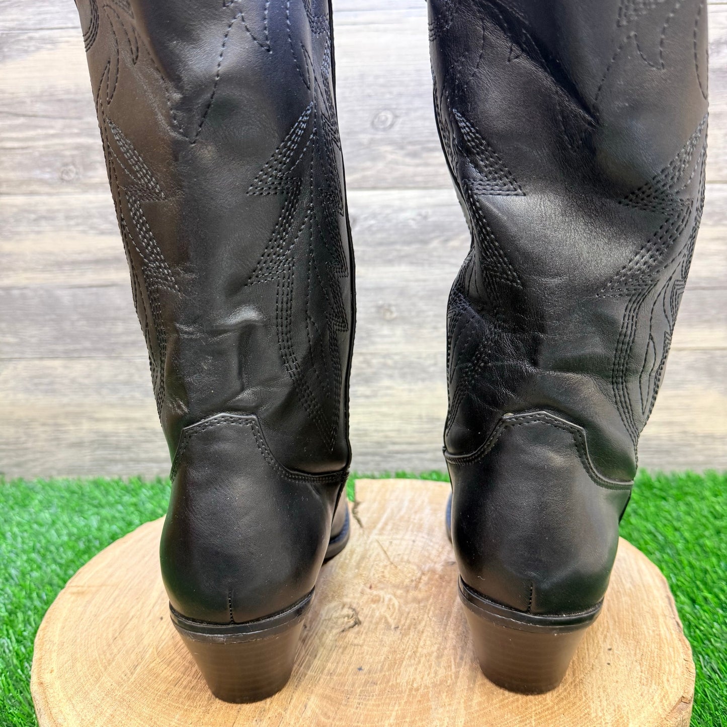 Madden Girl Women - Size 8.5M - Black Faux Leather Cowboy Boots Redford