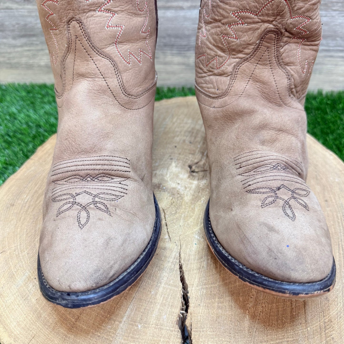 Old West Women - Size 9 - Tan Suede Western Cowboy Boots SCL7014