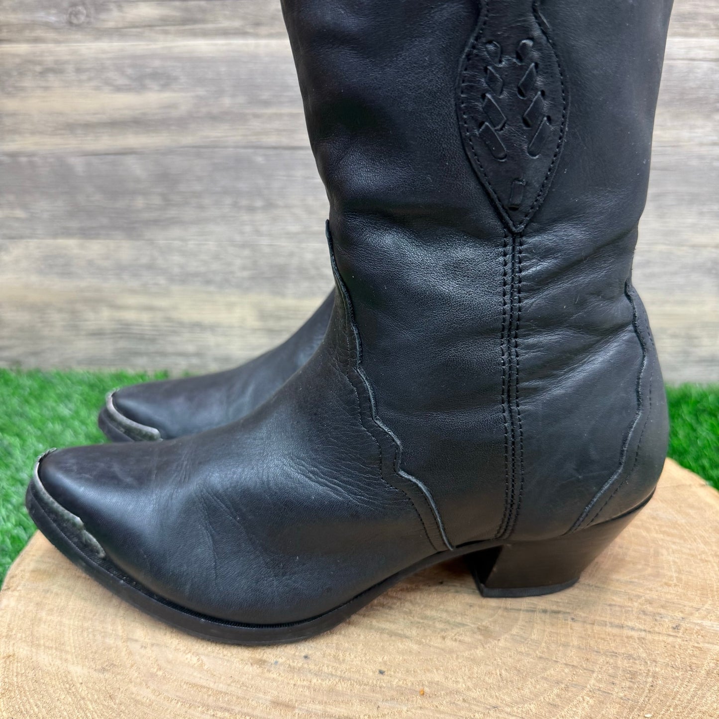 Durango Women - Size 8M - Vintage Black Soft Leather Cowboy Boots Style RD1800