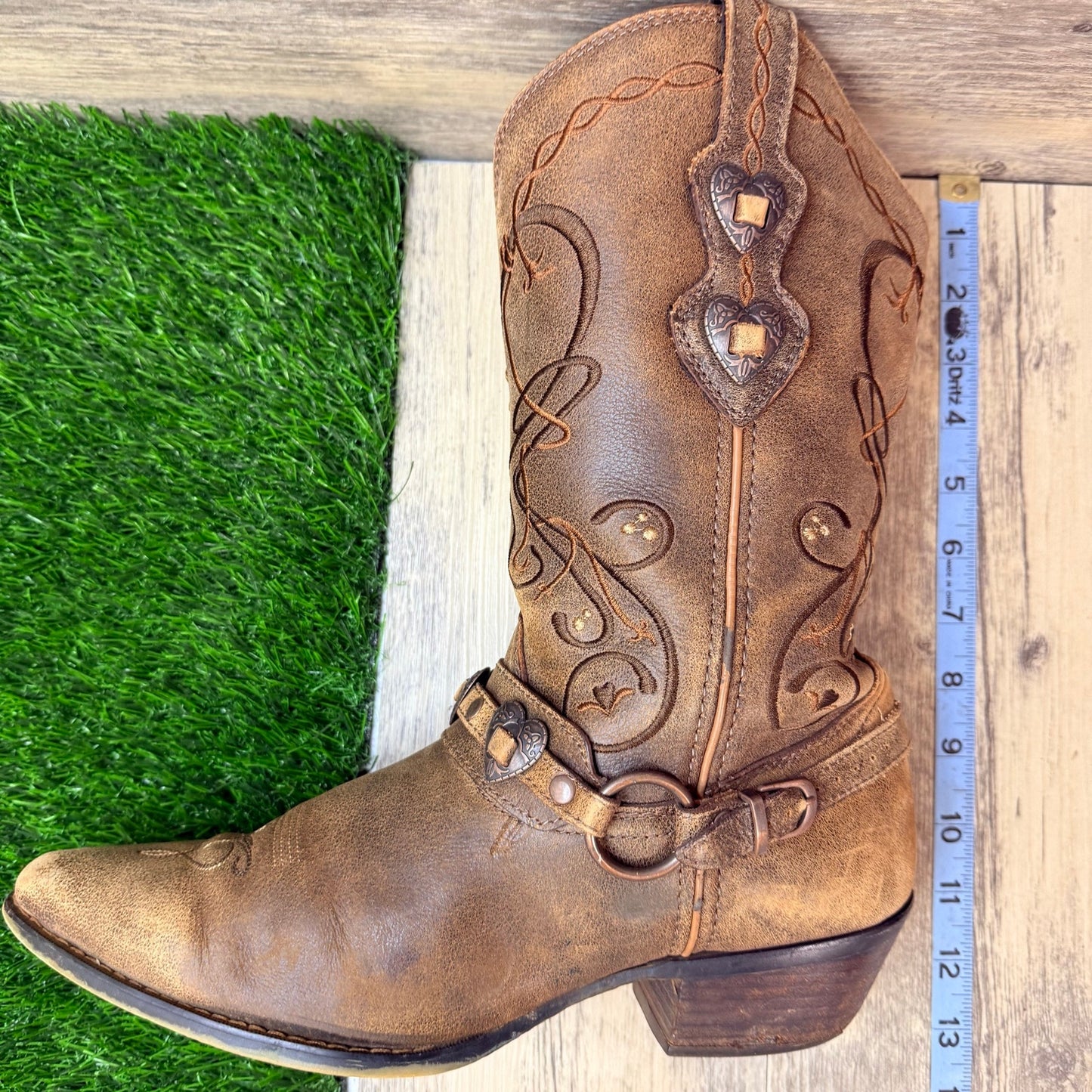 Durango Women - Size 10M - Brown Concho Snip Toe Crush Cowboy Boots RD4155