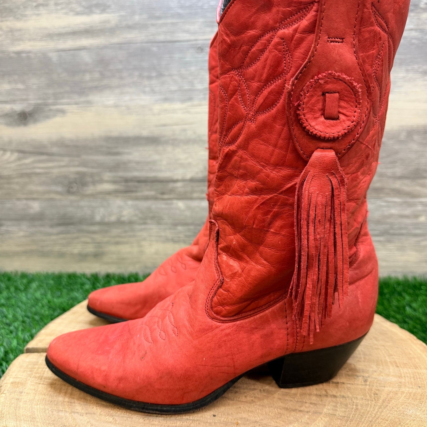 Laredo Women - Size 6M - Red Fringe Tassel Cowboy Boots 38508