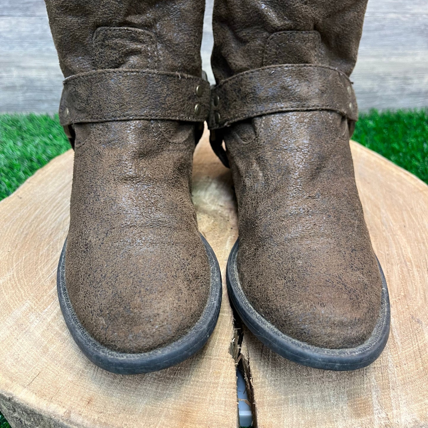 Mossimo Supply Women - Size 5.5 - Brown Faux Suede Harness Boots