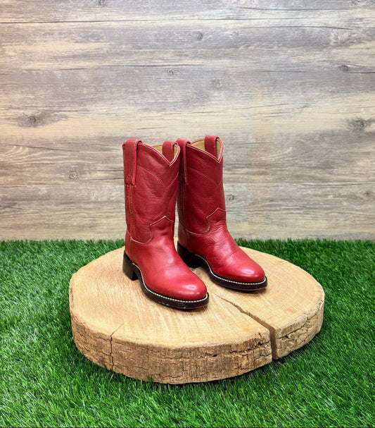 Justin Youth - Size 9B - Red Roper Western Cowboy Boots 3035