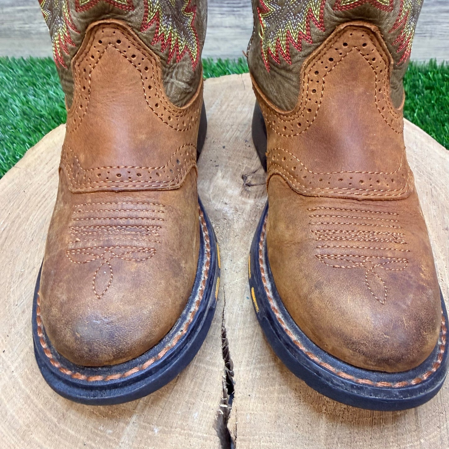Ariat Youth - Size 1.5 - Brown / Green Cowboy Boots 10007836