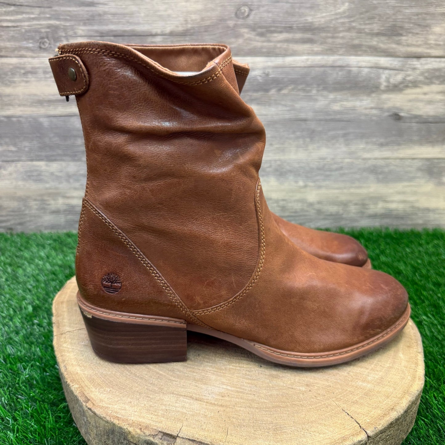 Timberland Women - Size 11 - Tan Ankle Zipper Boots Style A2448