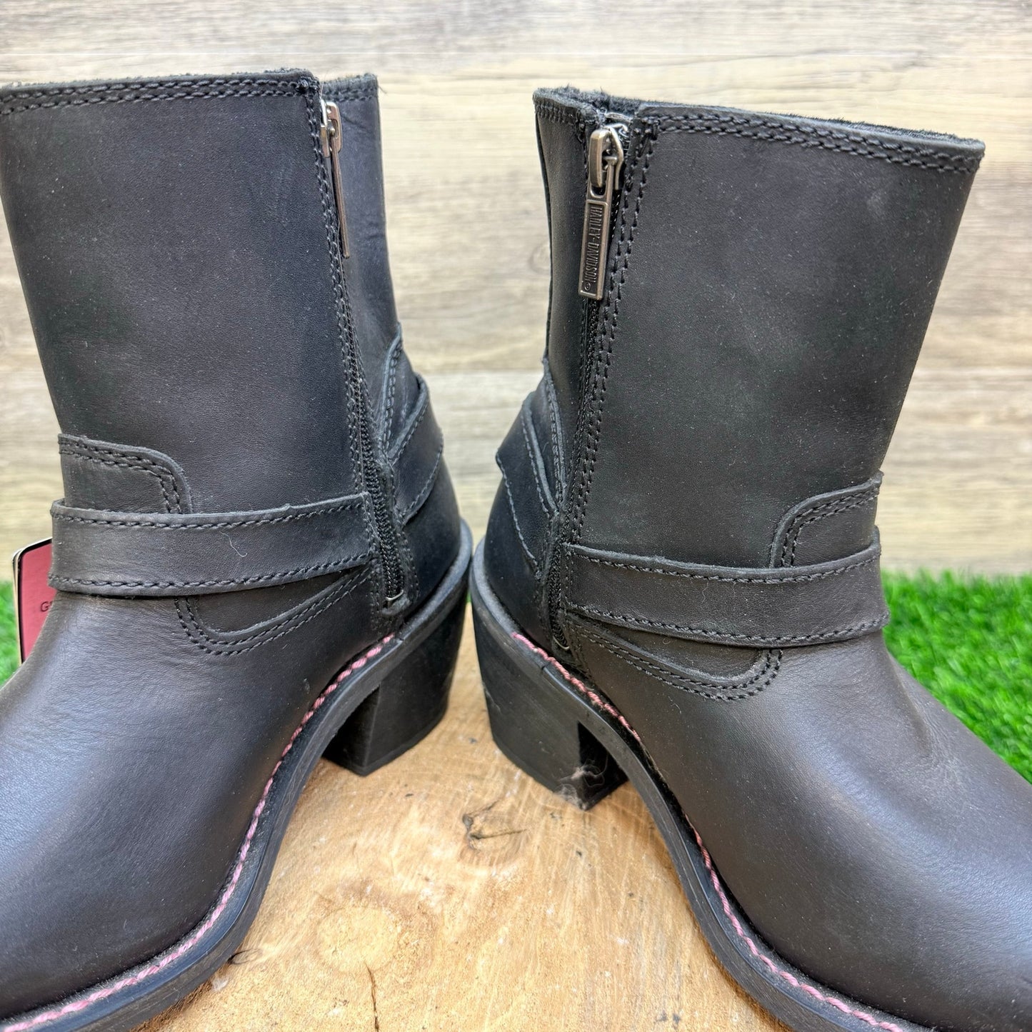 NEW Harley Women - Size 6 - Black / Pink Label Ankle Zipper Boors 87008