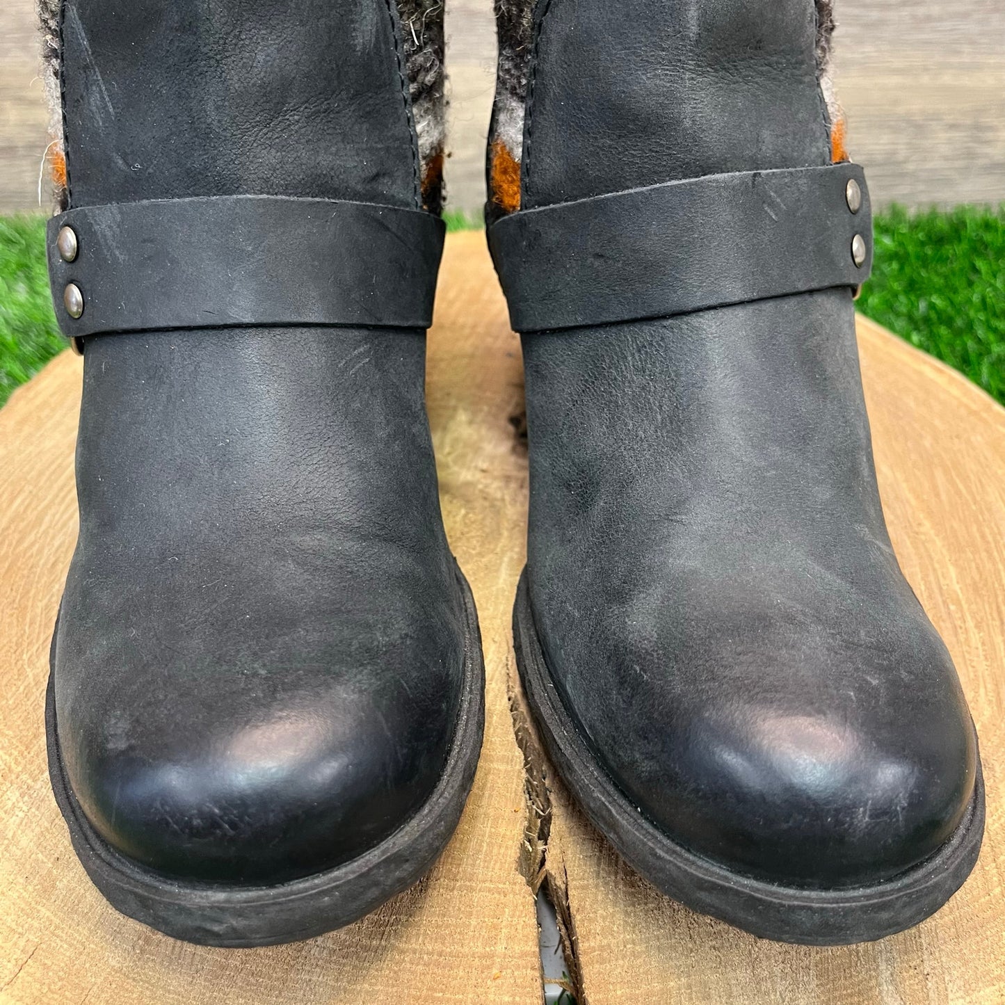 Born Women - Size 8 - Black Southwest Design Harness Ankle Boots 07503