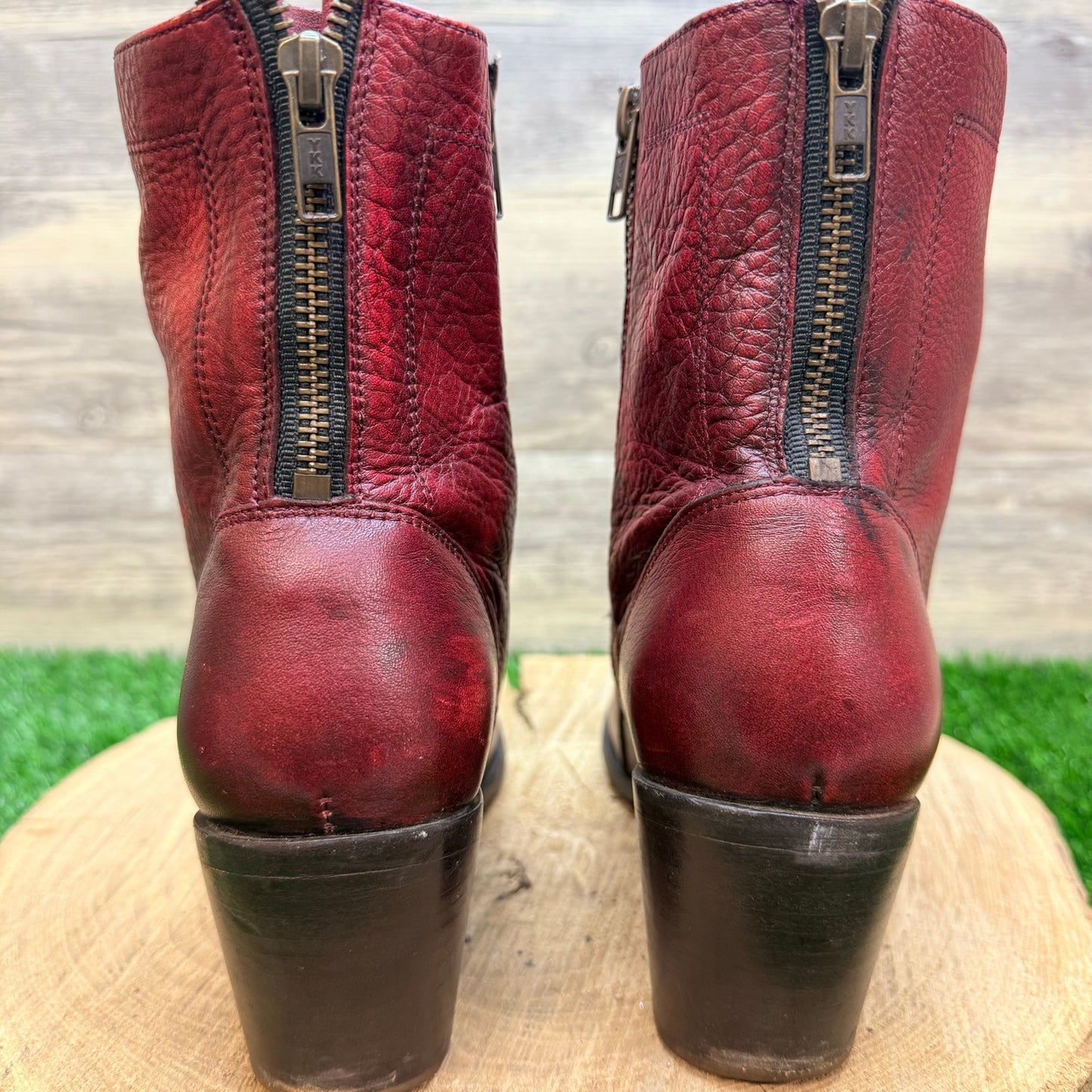 Dolce Vita Women - Size 9 - Distressed Red Ankle Dual Zipper Boots