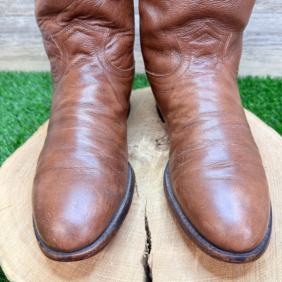 Justin Men - Size 10D - Vintage Burnt Sienna Roper Western Cowboy Boots 3714
