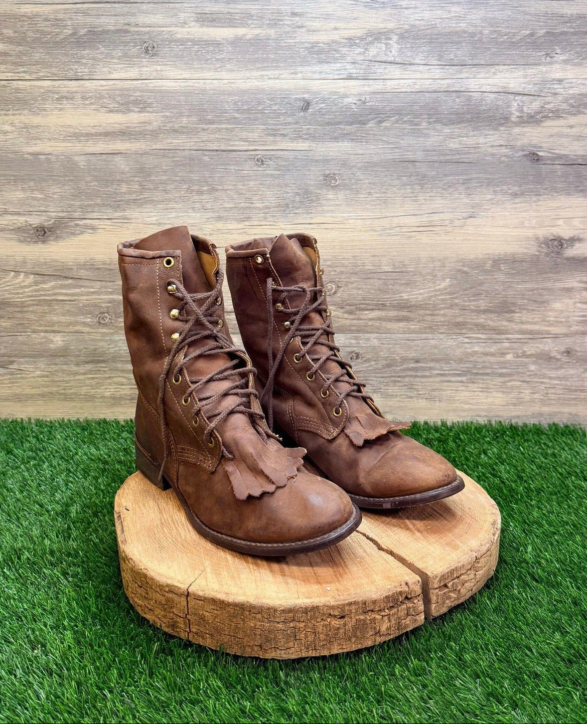 American West Men - Size 9.5EW - Brown Lace Up Boots 6992