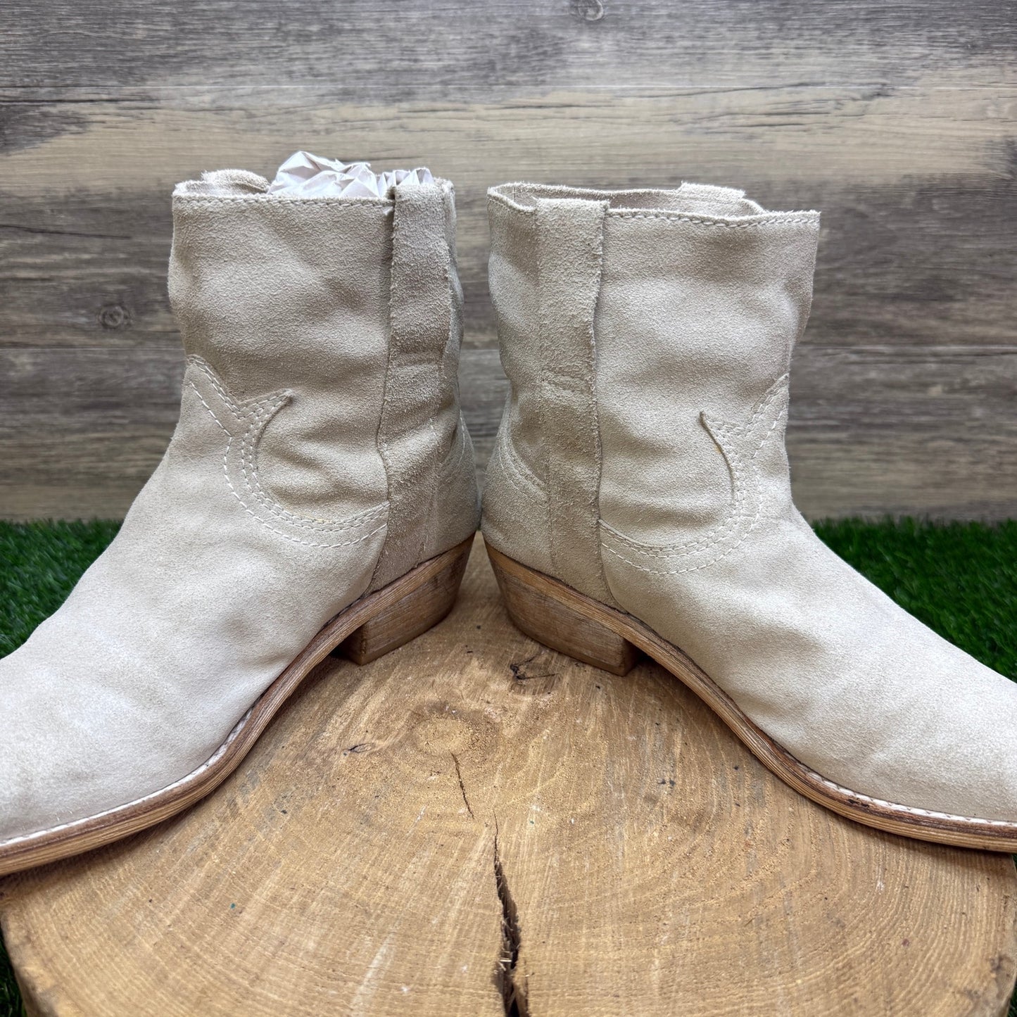 Sam Edelman Women - Size 8.5 - Cream Suede Ankle Boots Style 72298