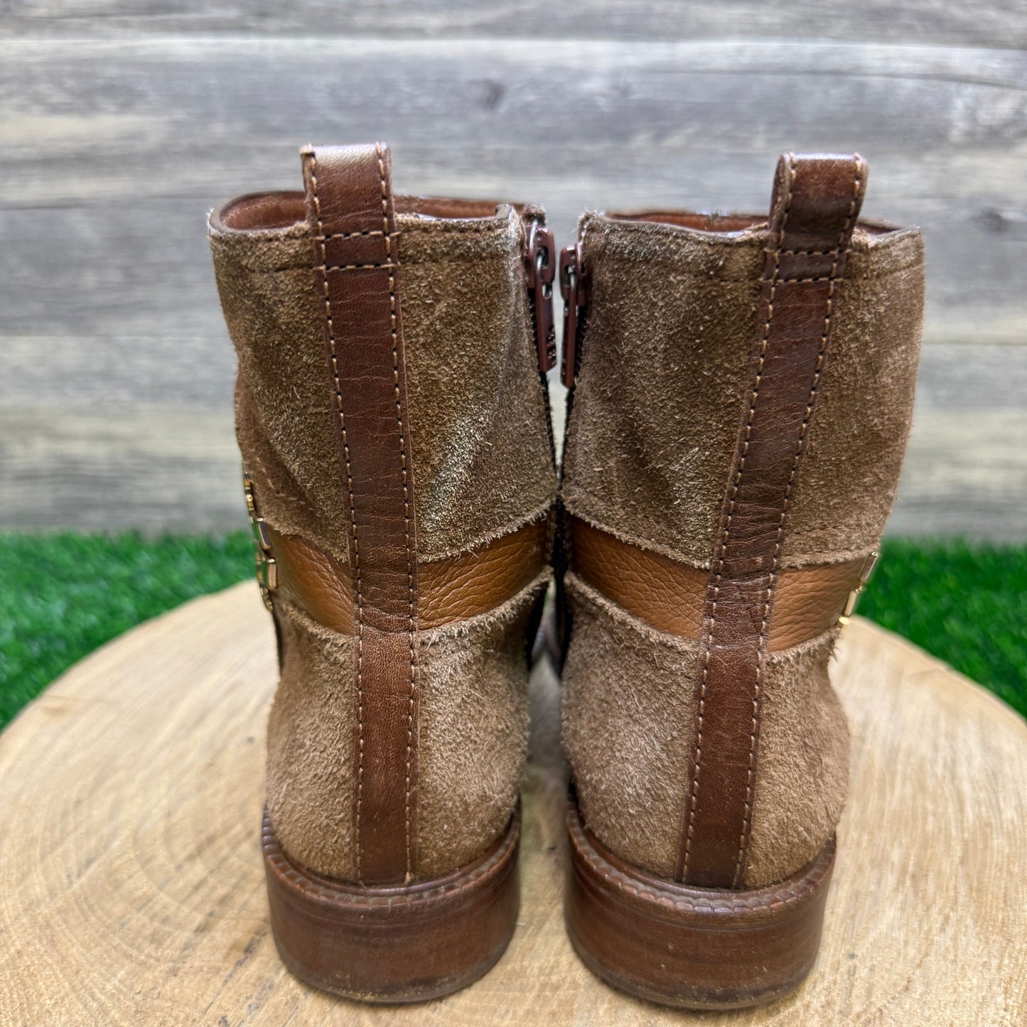 Tory Burch Women - Size 6M - Brown Alaina Suede Ankle Zipper Boots 31128313