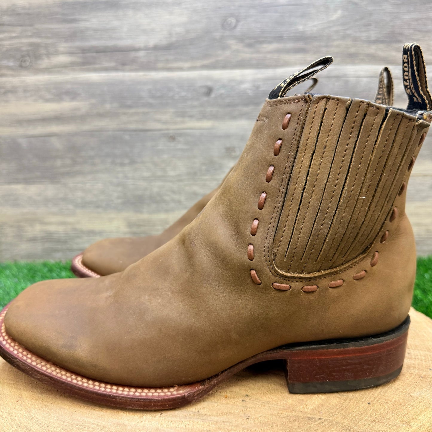 Los Altos Women - Size 8 - Tan Soft Leather Square Toe Ankle Boots 7285