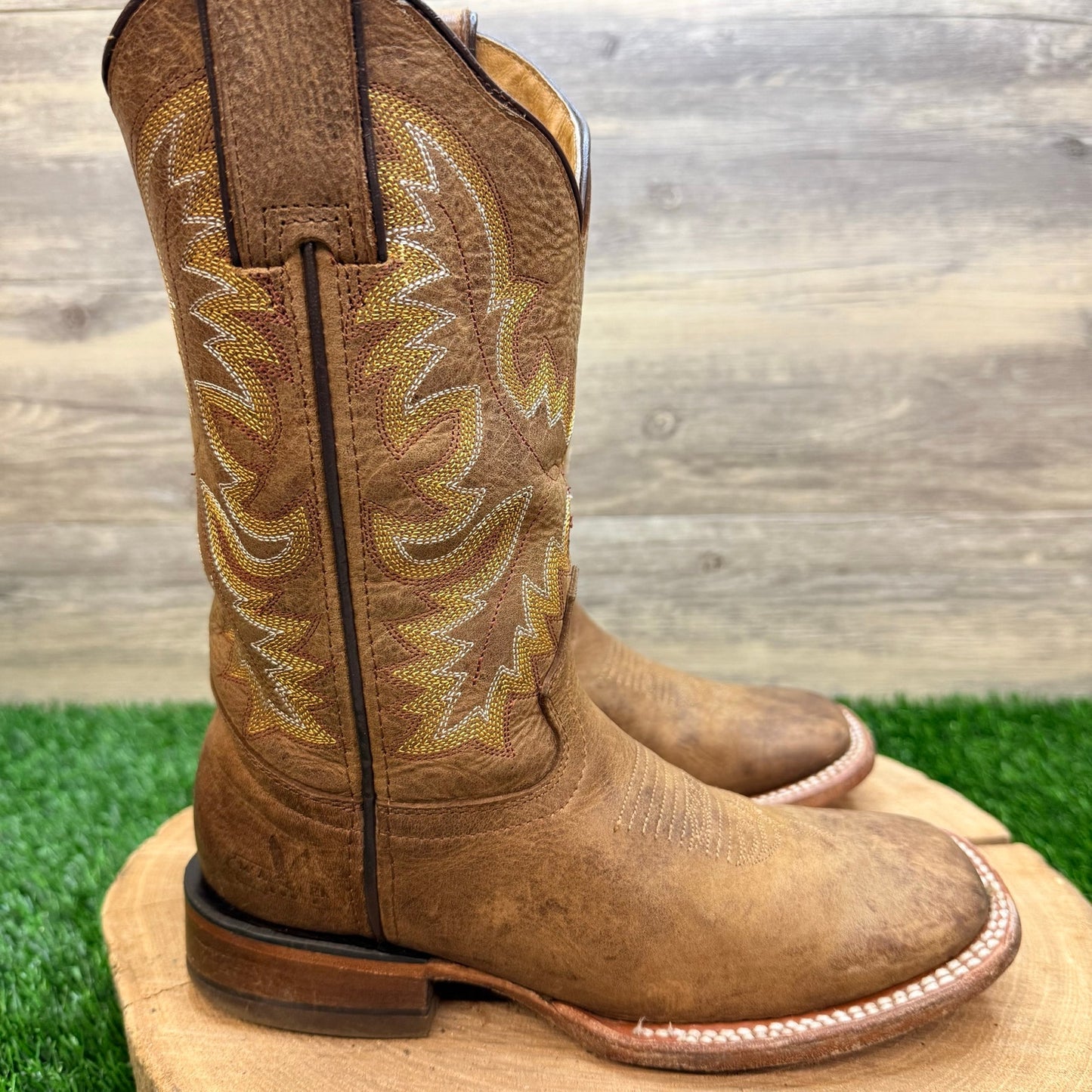 McAllen Youth - Size 5 - Tan Square Toe Western Cowboy Boots 208862