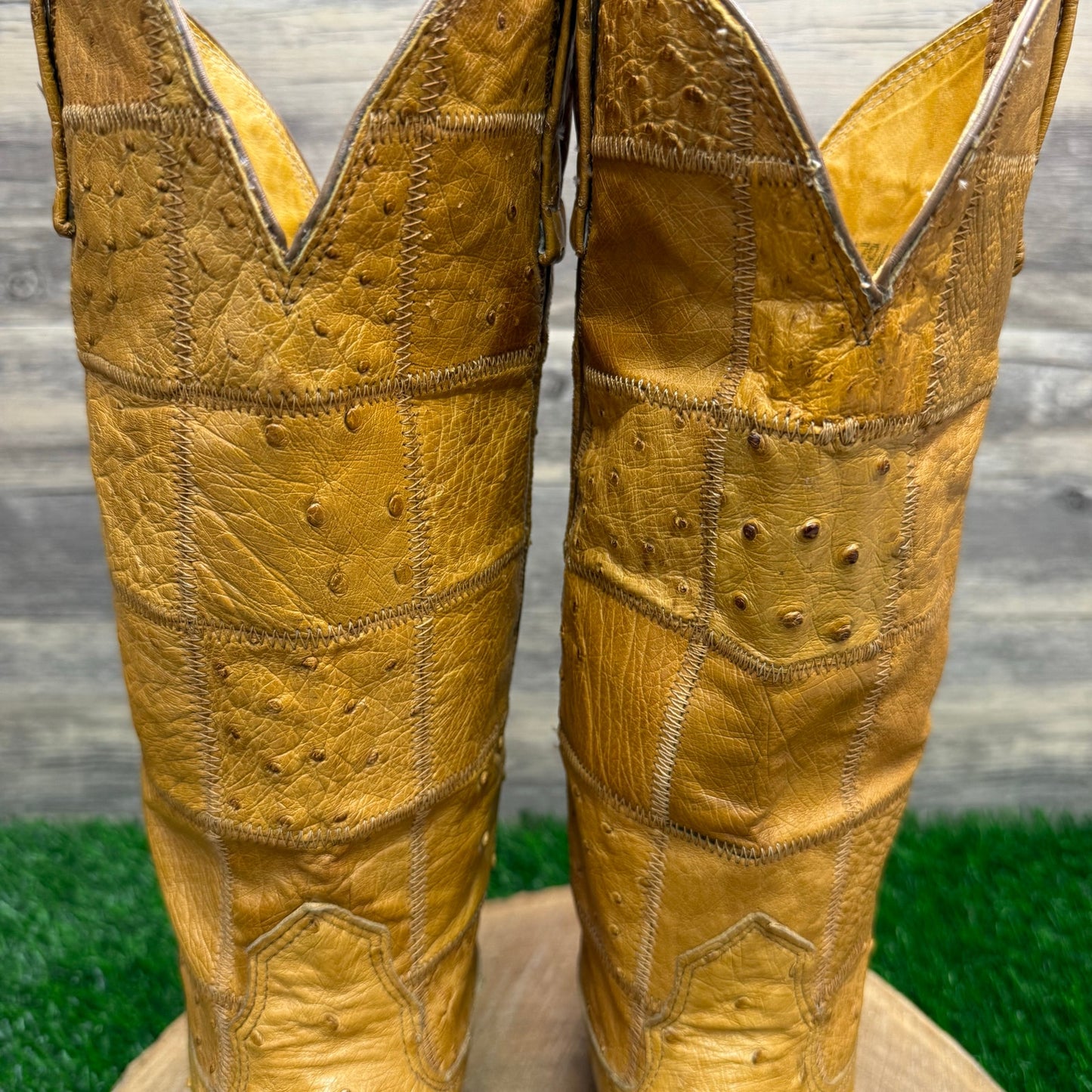 Nocona Women - Size 6.5B - Camel Color Patchwork Ostrich Cowboy Boots 47941