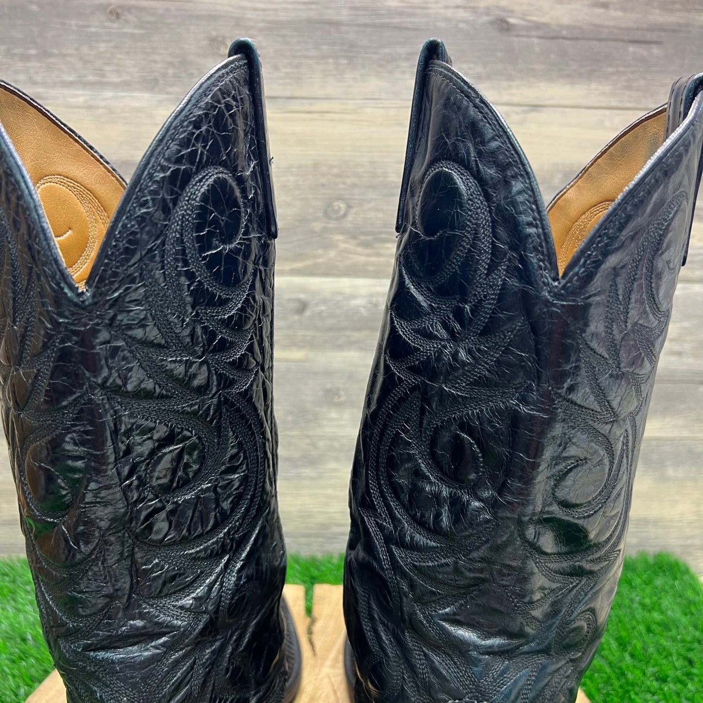 Acme Men - Size 9.5D - Black Snakeskin Cowboy Boots 16136