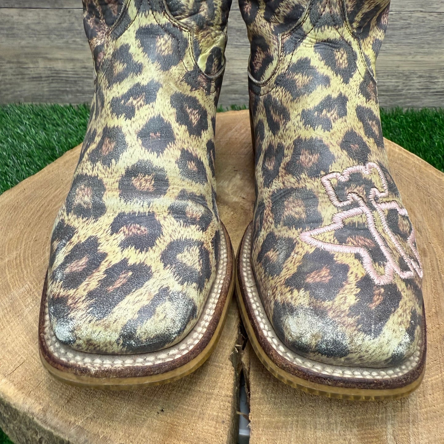 Tin Haul Co. Women - Size 6.5 - Cheetah Print Square Toe Cowboy Boots Style Gals