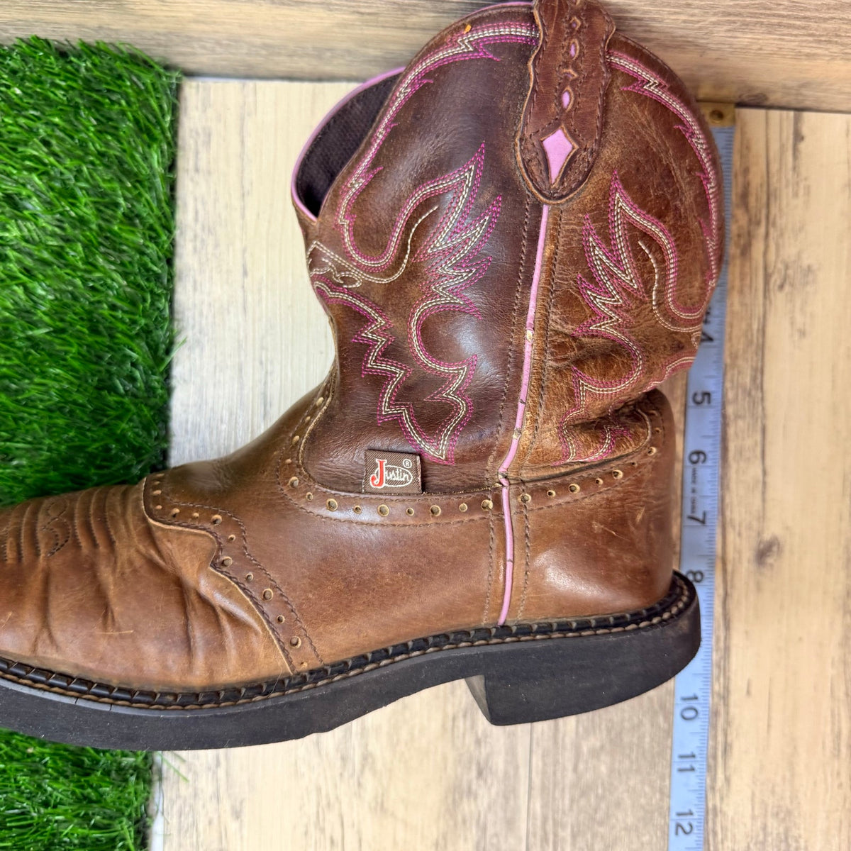 Justin Women - Size 9B - Brown / Pink Gypsy Cowboy Boots L9903