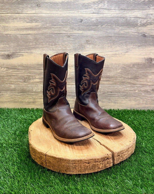 Austin Trading Co Youth - Size 2 - Brown / Black Square Cowboy Boots