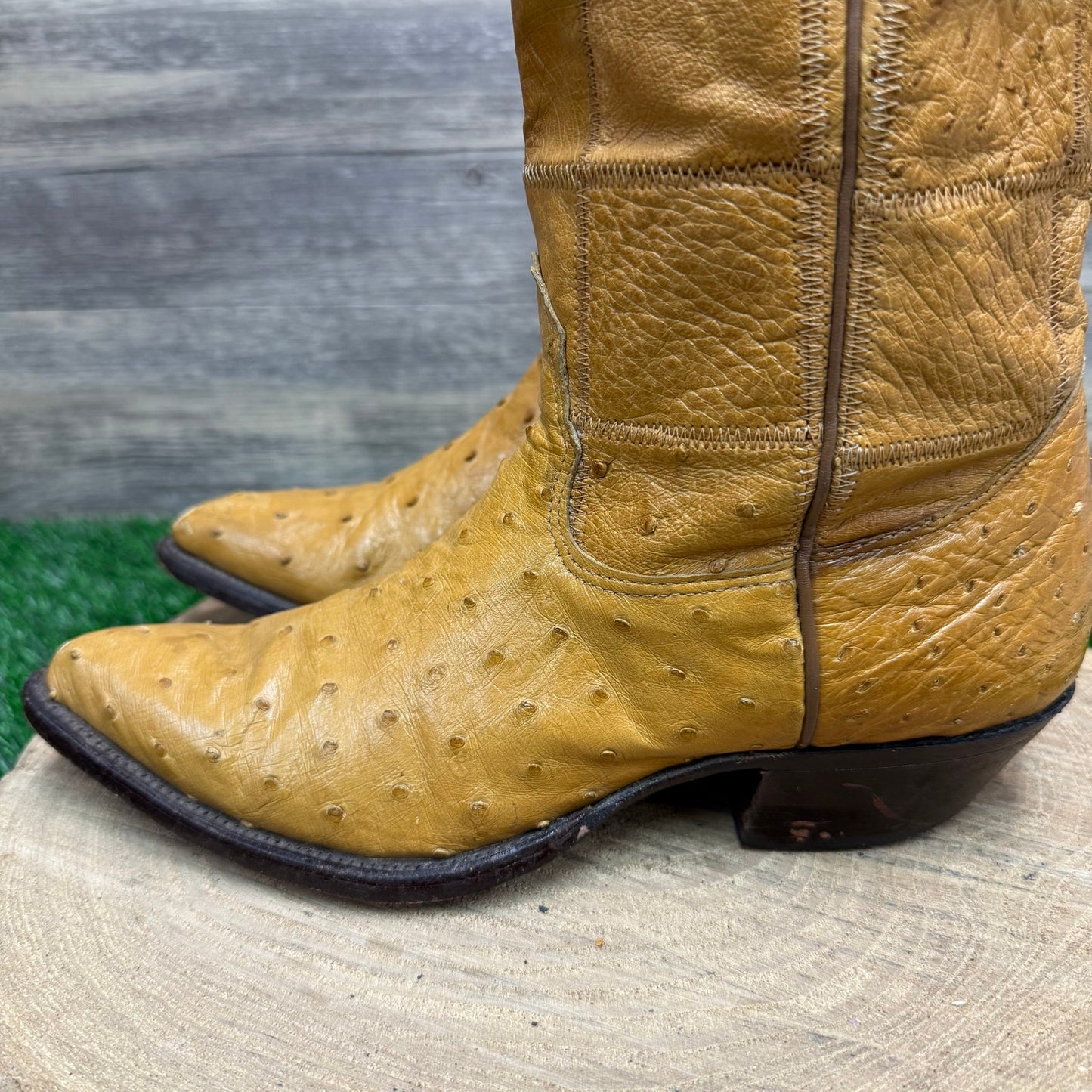 Nocona Women - Size 6.5B - Camel Color Patchwork Ostrich Cowboy Boots 47941