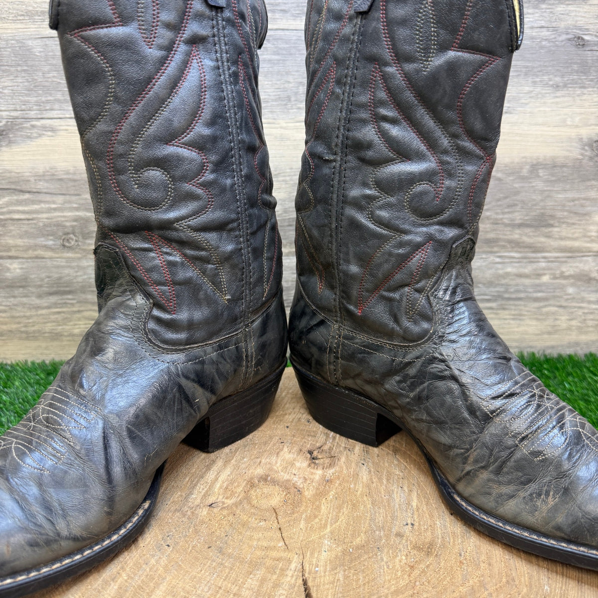 Unknown Men - Size 9EE - Vintage Gray Marbled Print Western Cowboy Boots 7893