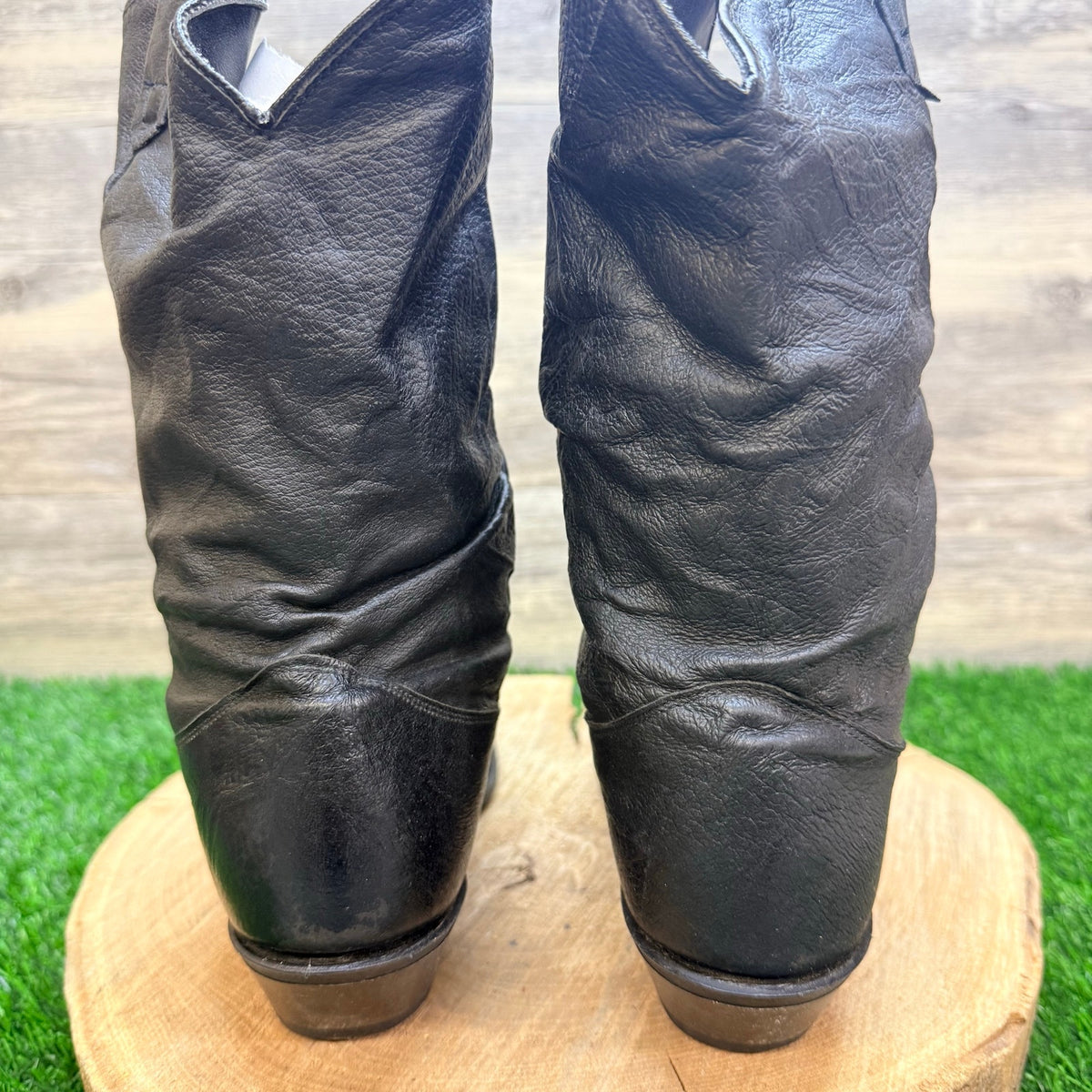 Dingo Women - Size 10M - Vintage Black Slouch Toe Plate Cowboy Boots 3613