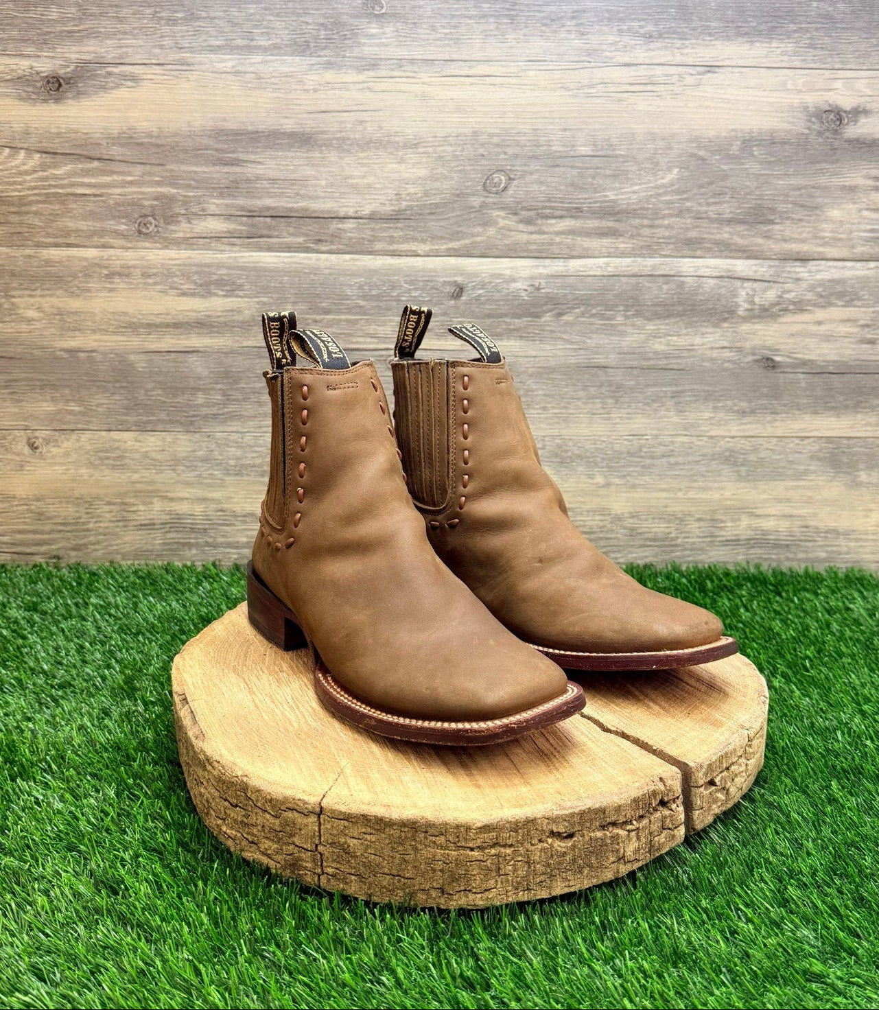 Los Altos Women - Size 8 - Tan Soft Leather Square Toe Ankle Boots 7285
