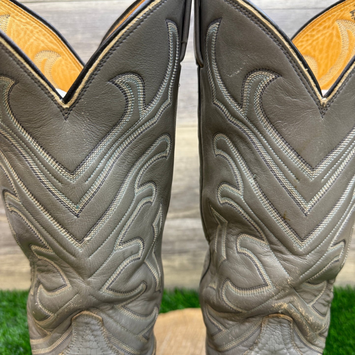Tony Lama Men - Size 7.5D - Vintage Gray Lizard Cowboy Boots Style 8117