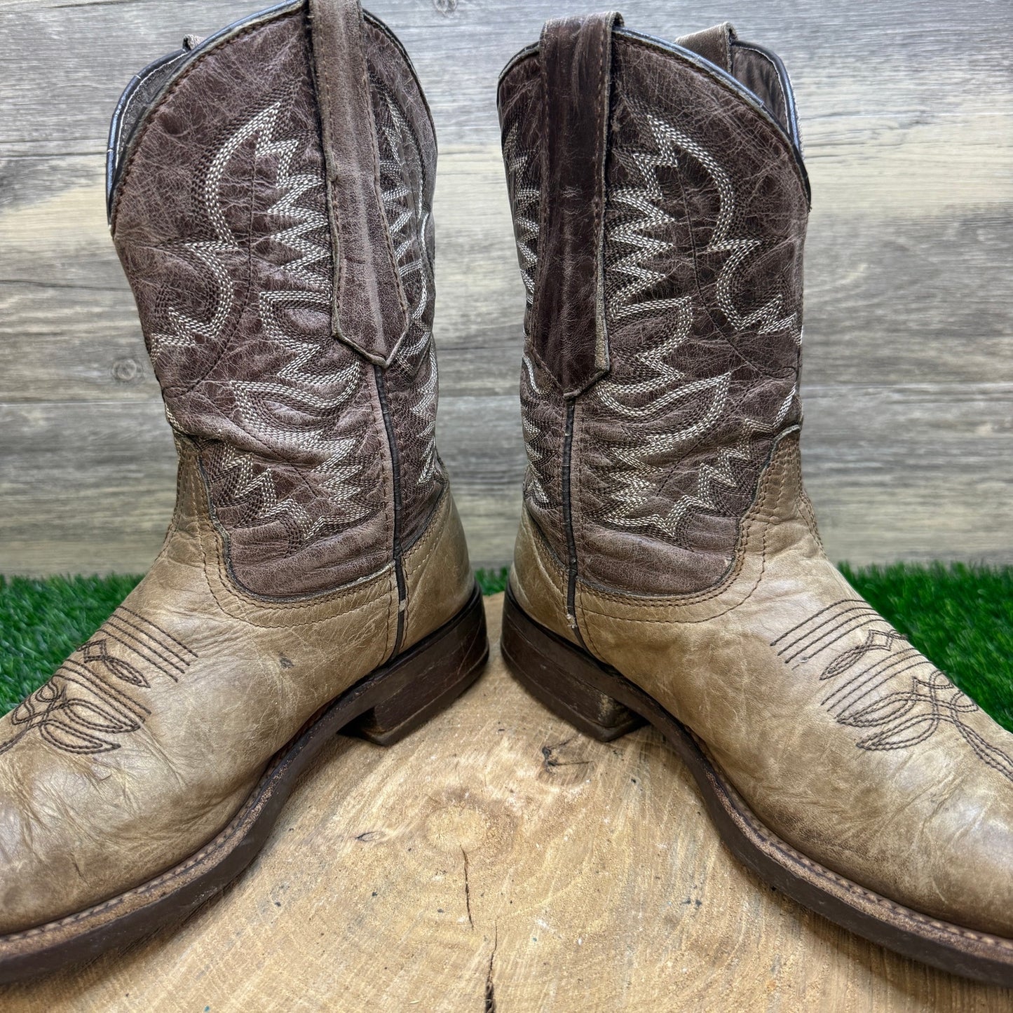 Texas Legacy Youth - Size 7 - Two Tone Brown Square Toe Cowboy Boots