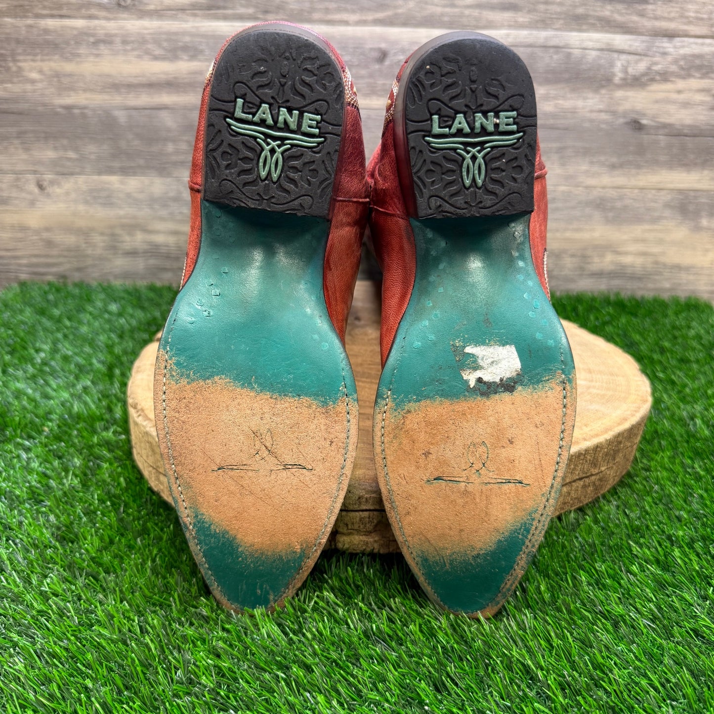 Lane Women - Size 8.5 - Red Tall Zipper Snip Toe Cowboy Boots Style A0078A