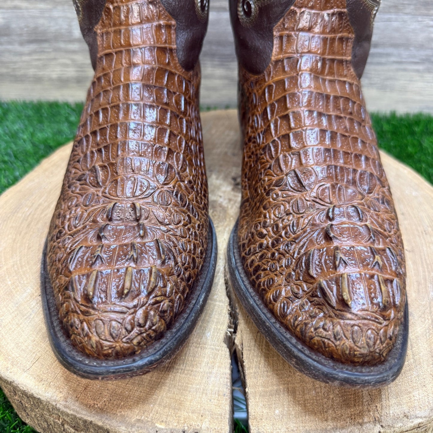 Ferrini Men - Size 10D - Brown Faux Hornback Gator Cowboy Boots Style 2506