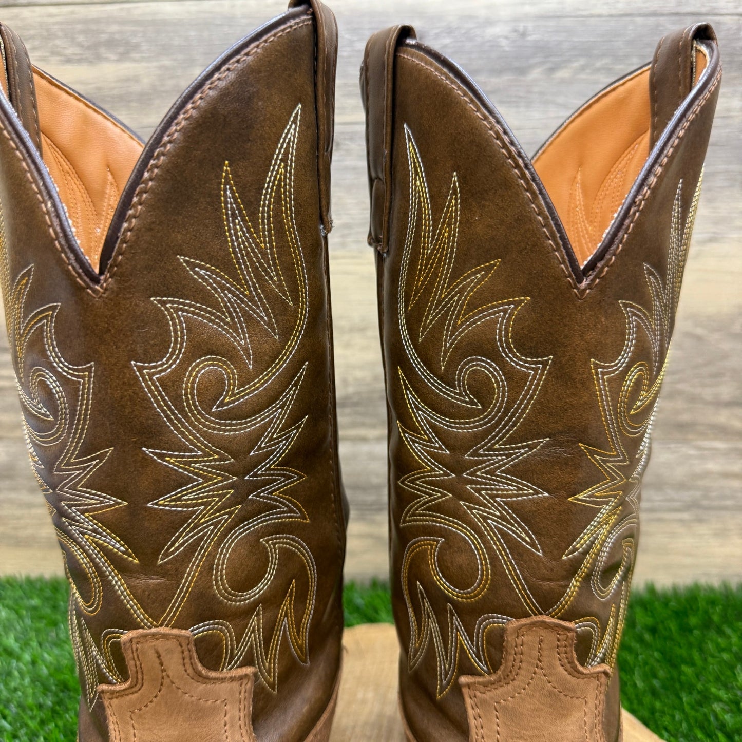 Shoe Department Men - Size 7.5D - Two Tone Brown Western Cowboy Boots 05168