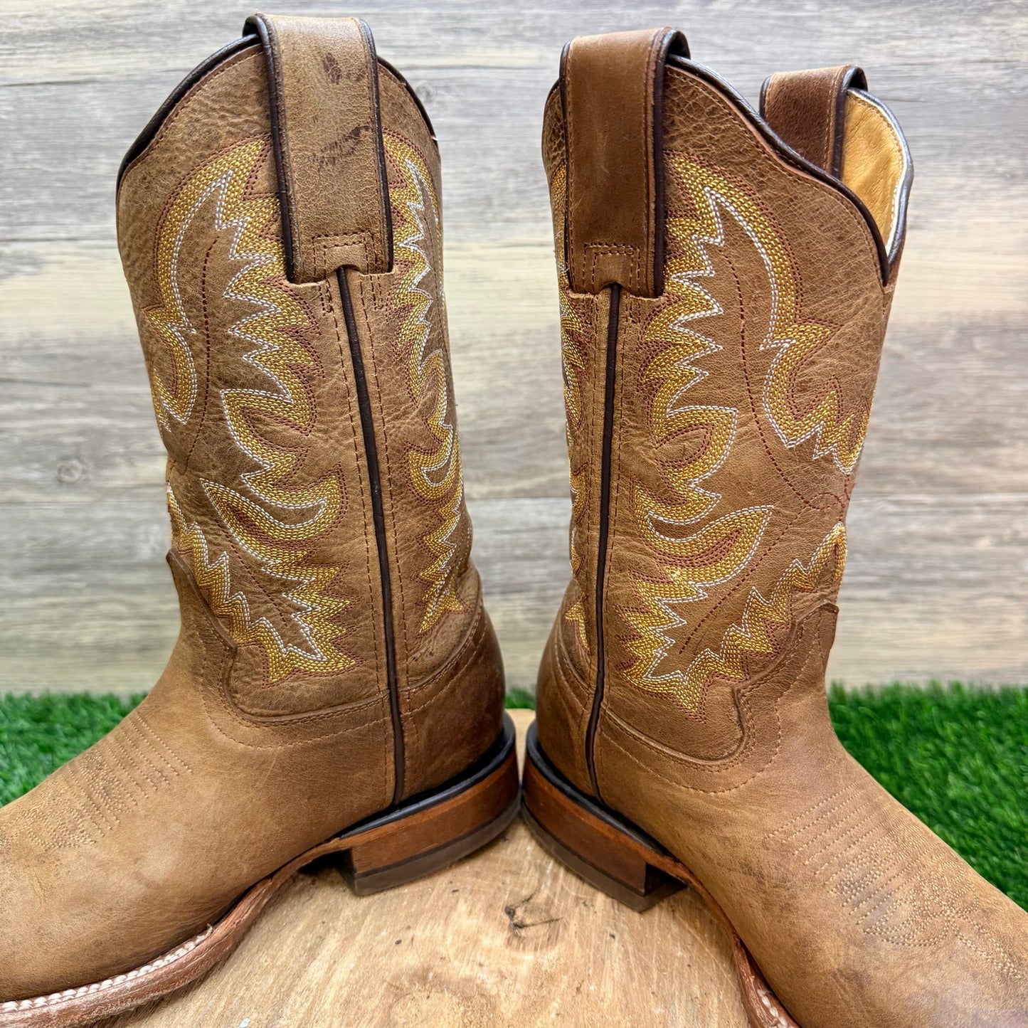 McAllen Youth - Size 5 - Tan Square Toe Western Cowboy Boots 208862