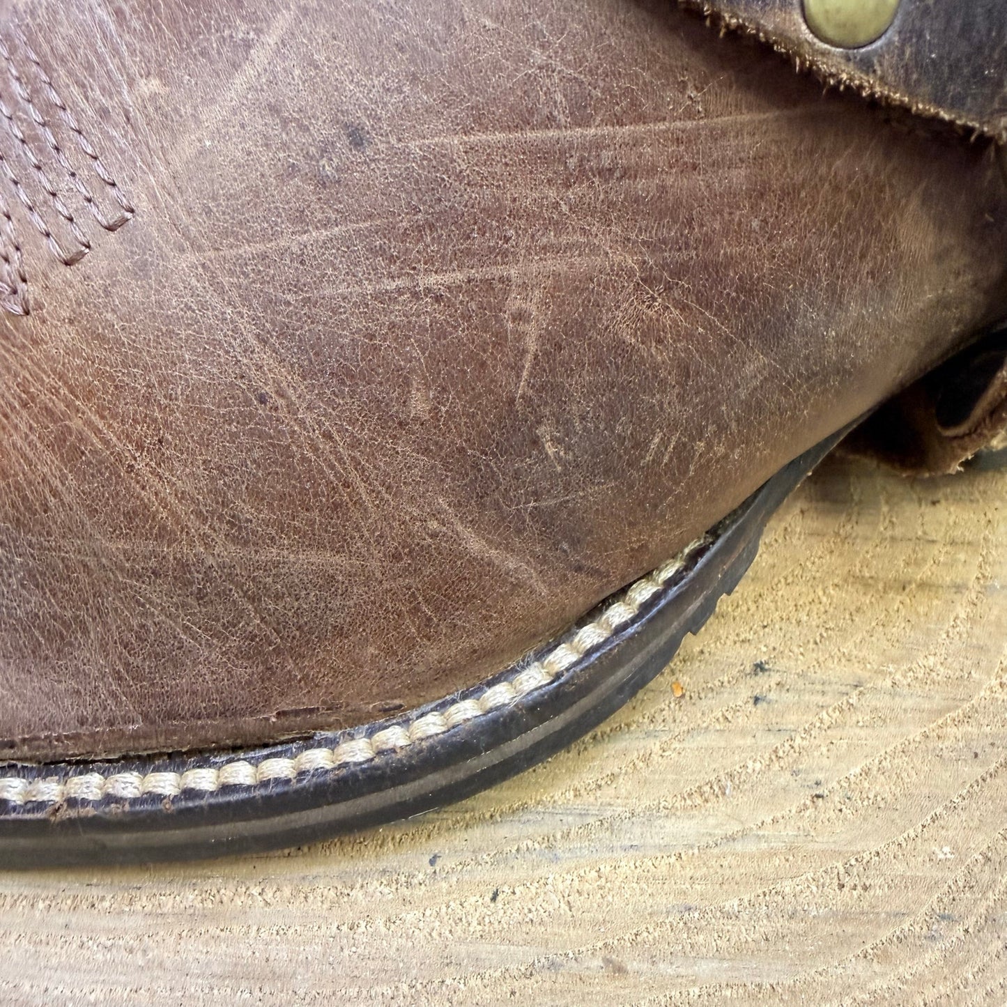 Brunellos Men - Size 9.5 - Brown Harness Square Toe Boots E002