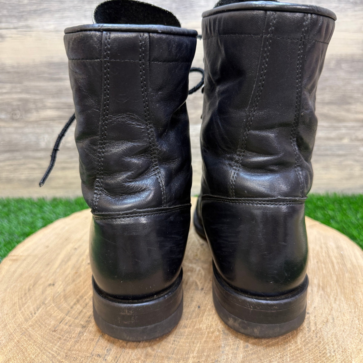 Justin Women - Size 5.5C - Vintage Black Lace Up Cowboy Boots Style L0506