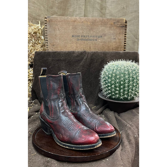 Durango Men - Size 7.5D - Marbled Burgundy Ankle Cowboy Boots Style DB525