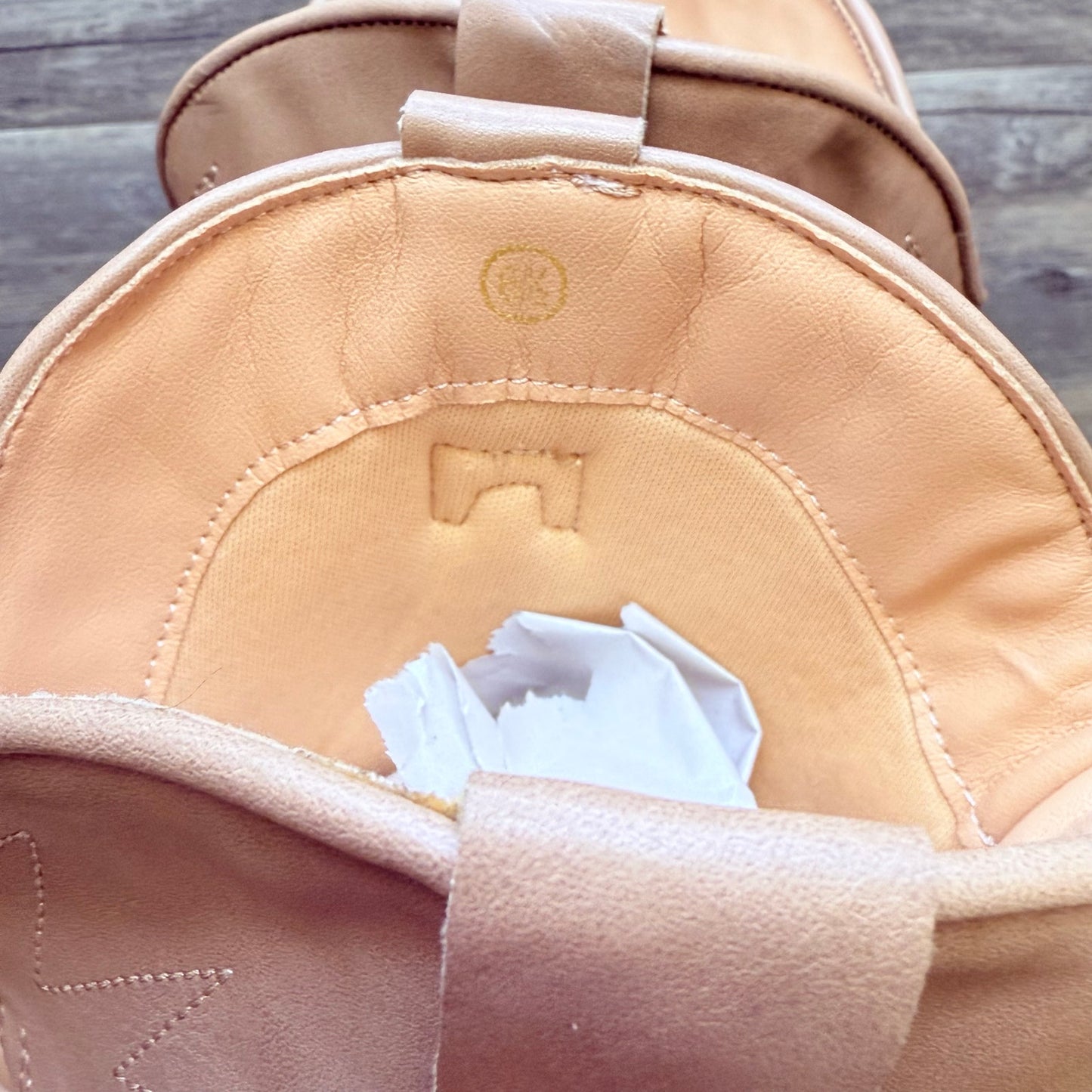 Unknown Women - Size 6.5 - Tan Faux Leather Zipper Cowboy Boots