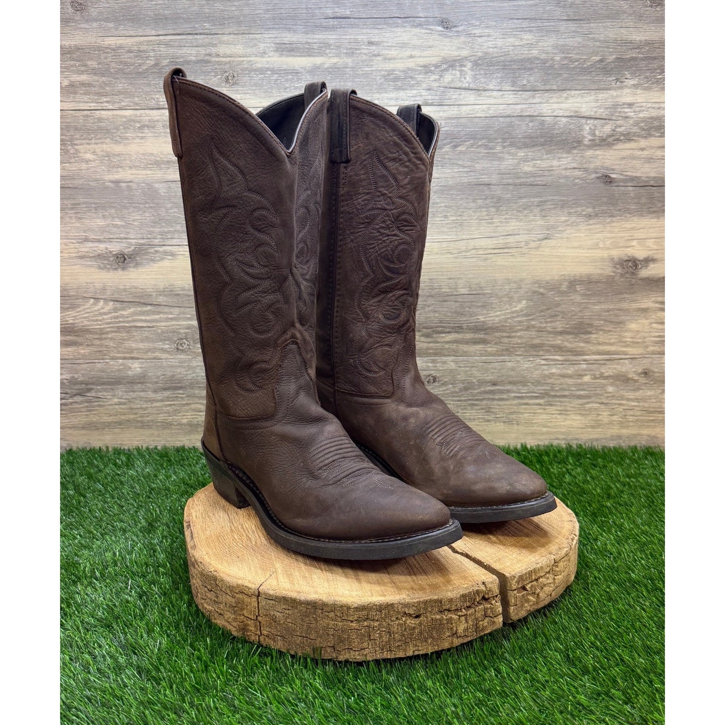 Old West Men - Size 9D - Brown Trucker Western Cowboy Boots Style TBM3051
