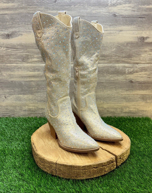 Sheln Women - Size 7.5 - Glittering Sparkle Zipper Boots