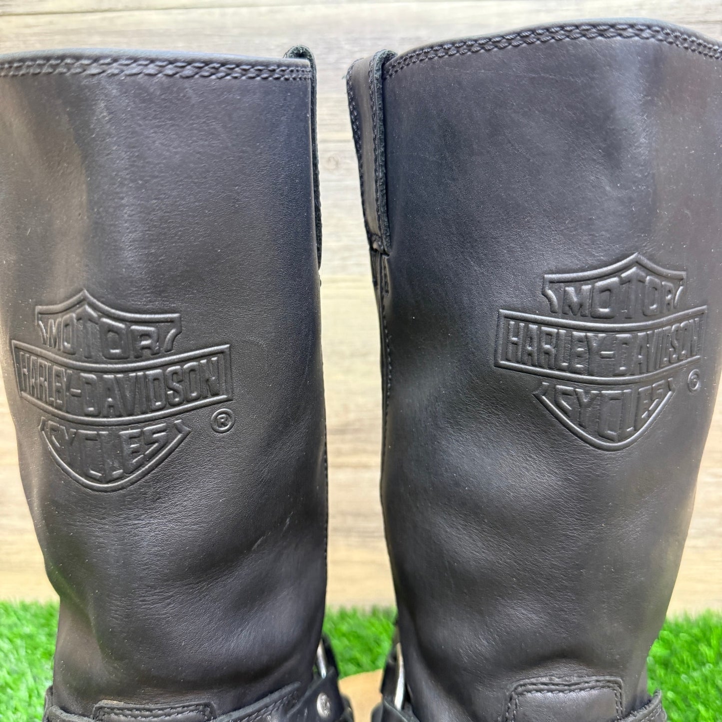 Harley Davidson Men - Size 12M - Black Buckle Moto Boots Style D93315