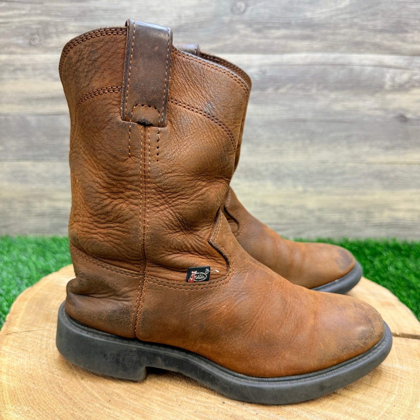 Justin Youth - Size 12.5D - Brown Soft Leather Cowboy Boots 4782C