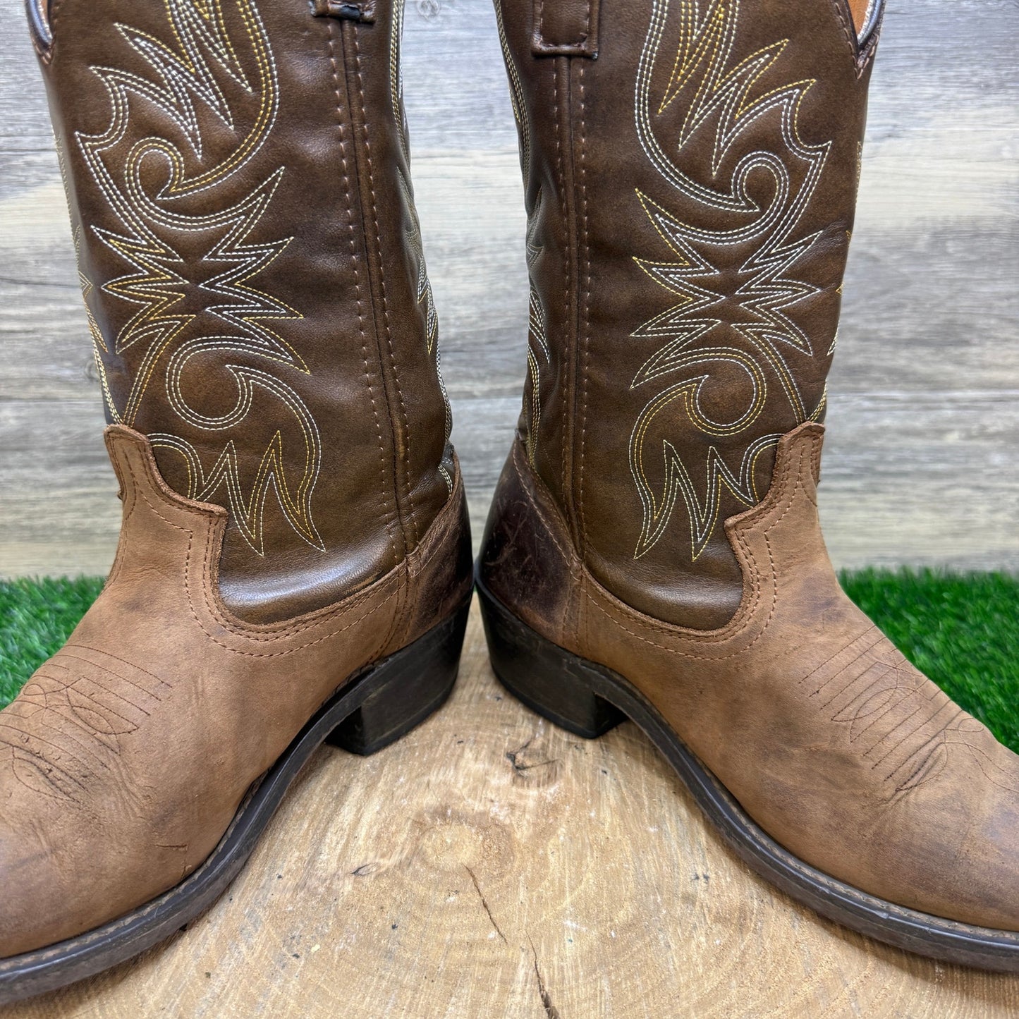 Shoe Department Men - Size 7.5D - Two Tone Brown Western Cowboy Boots 05168