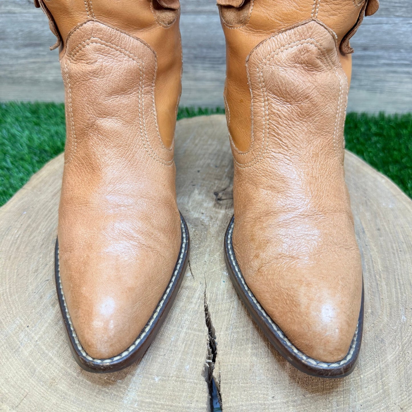 Mia Women - Size 7M - Beige Boho Floral Western Cowboy Boots C9442