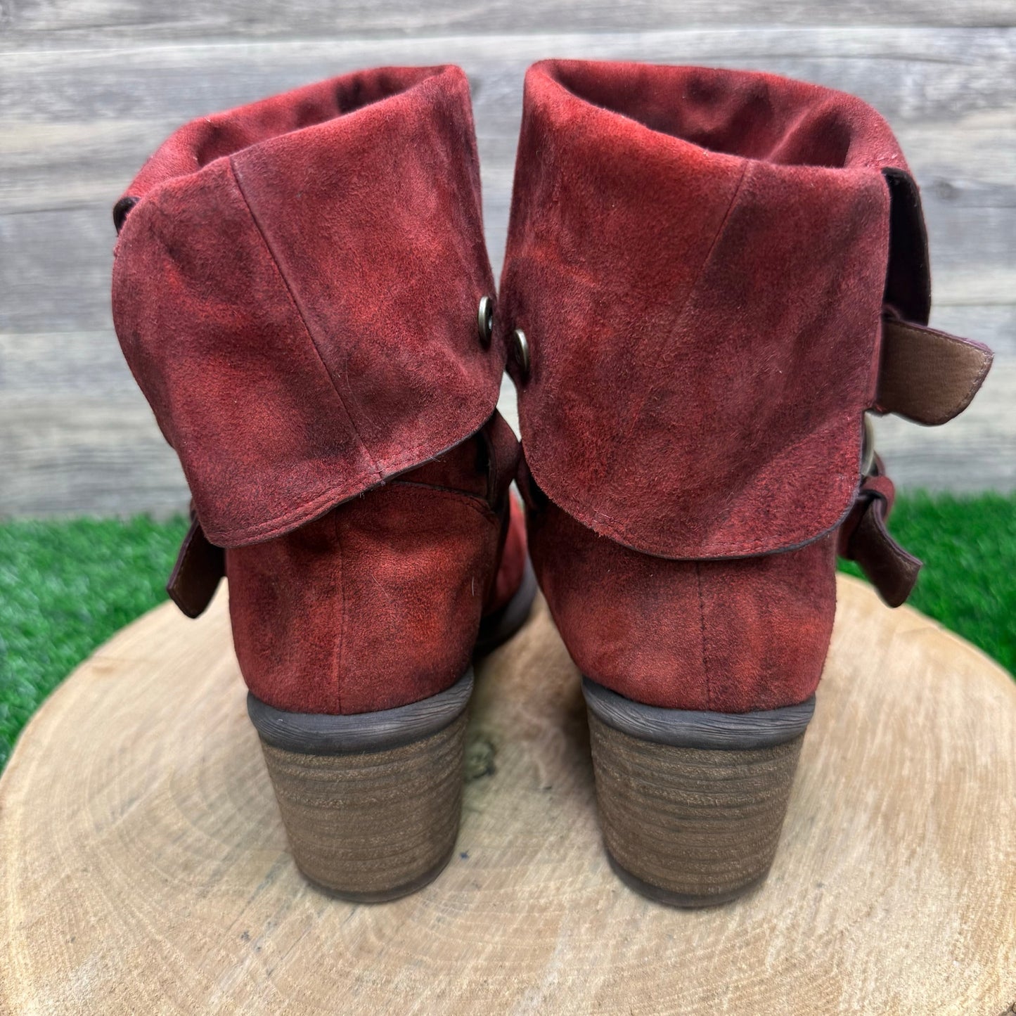Donald J. Pliner Women - Size 7M - Red Suede Harness Boots Style Danee
