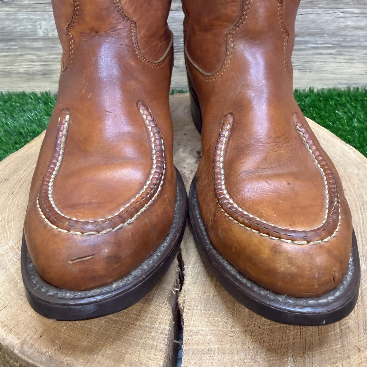 Double H Men - Size 11EE - Vintage Saddle Brown Braided Cowboy Boots 77385474