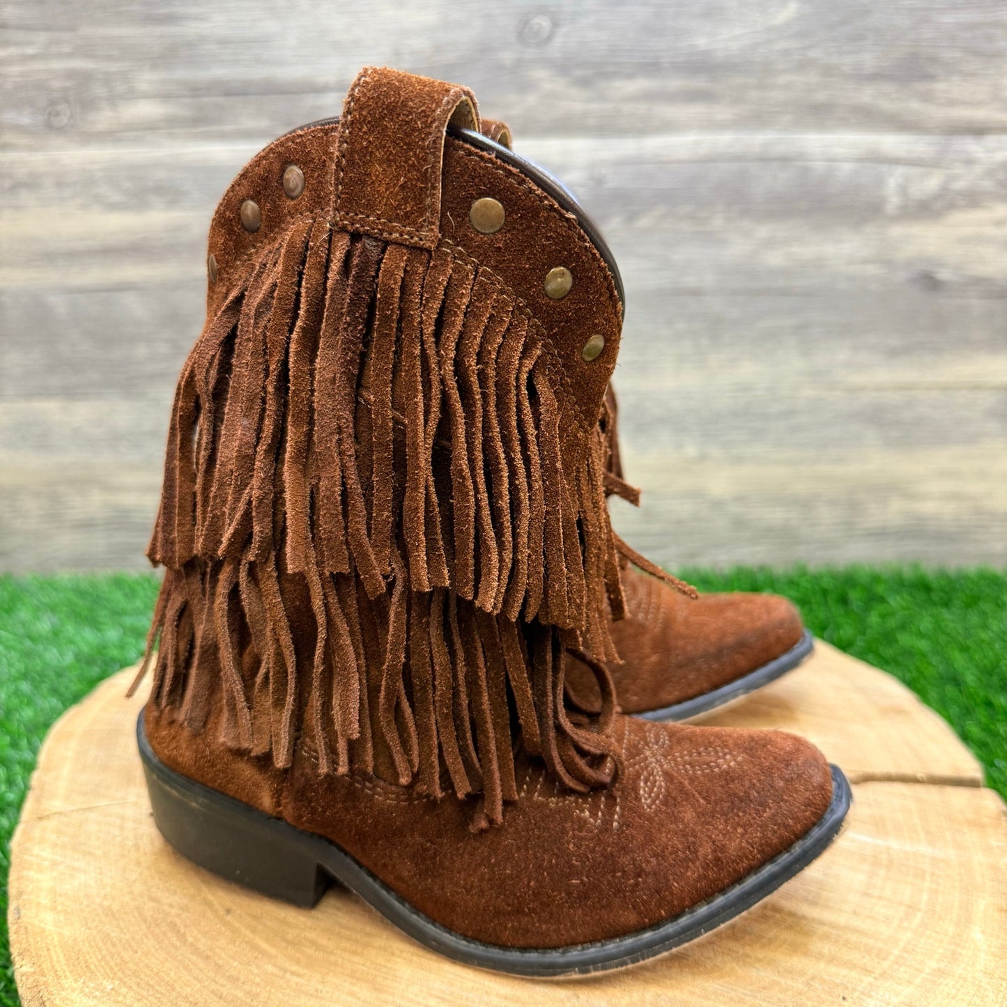 Shyanne Youth - Size 12D - Brown Fringe Cowboy Boots 43514